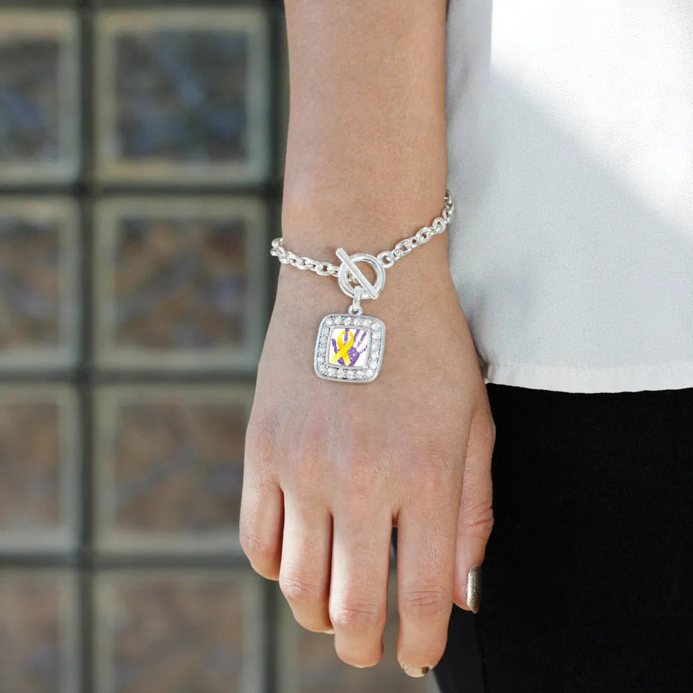 Silver Neuroblastoma Square Charm Toggle Bracelet