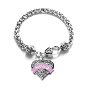 Silver Princess - Lavender Pave Heart Charm Braided Bracelet