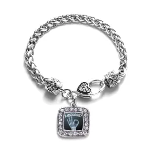 Silver Radiologist Square Charm Braided Bracelet