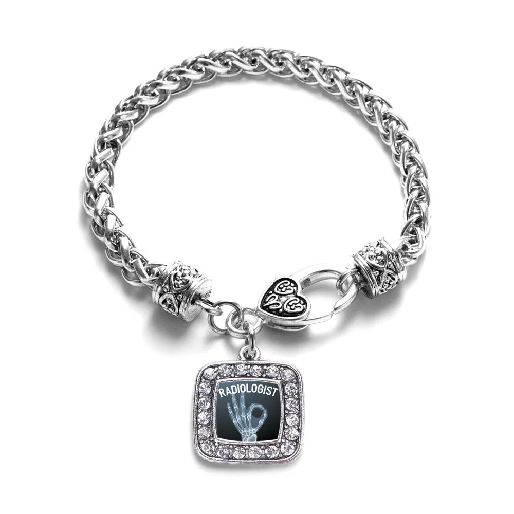 Silver Radiologist Square Charm Braided Bracelet