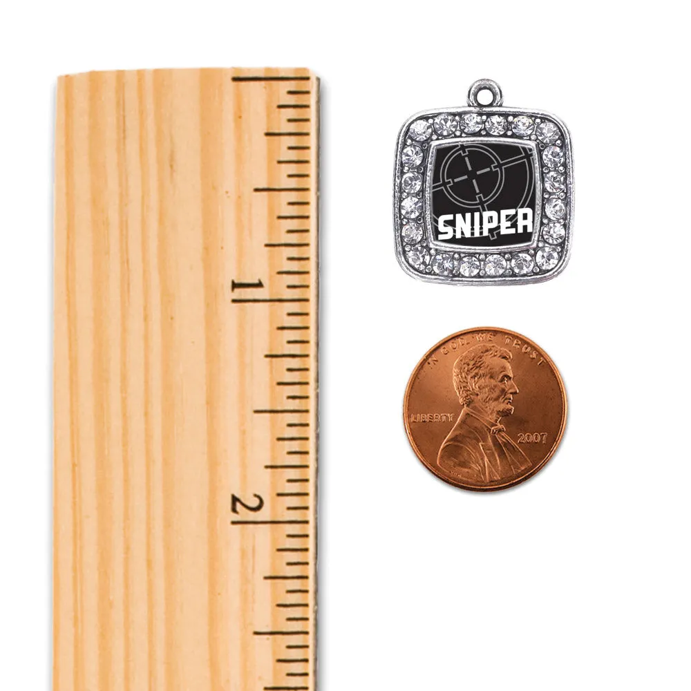 Silver Sniper Square Charm Toggle Bracelet