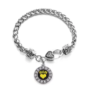 Silver Softball Mom Circle Charm Braided Bracelet