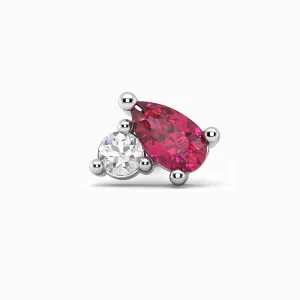 Single Petie Stud Ruby and Diamond  Simulant - Irosk ®