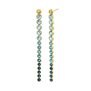 SLOANE STREET 18K YELLOW GOLD BUBBLE BLUE TOPAZ OMBRE EARRINGS