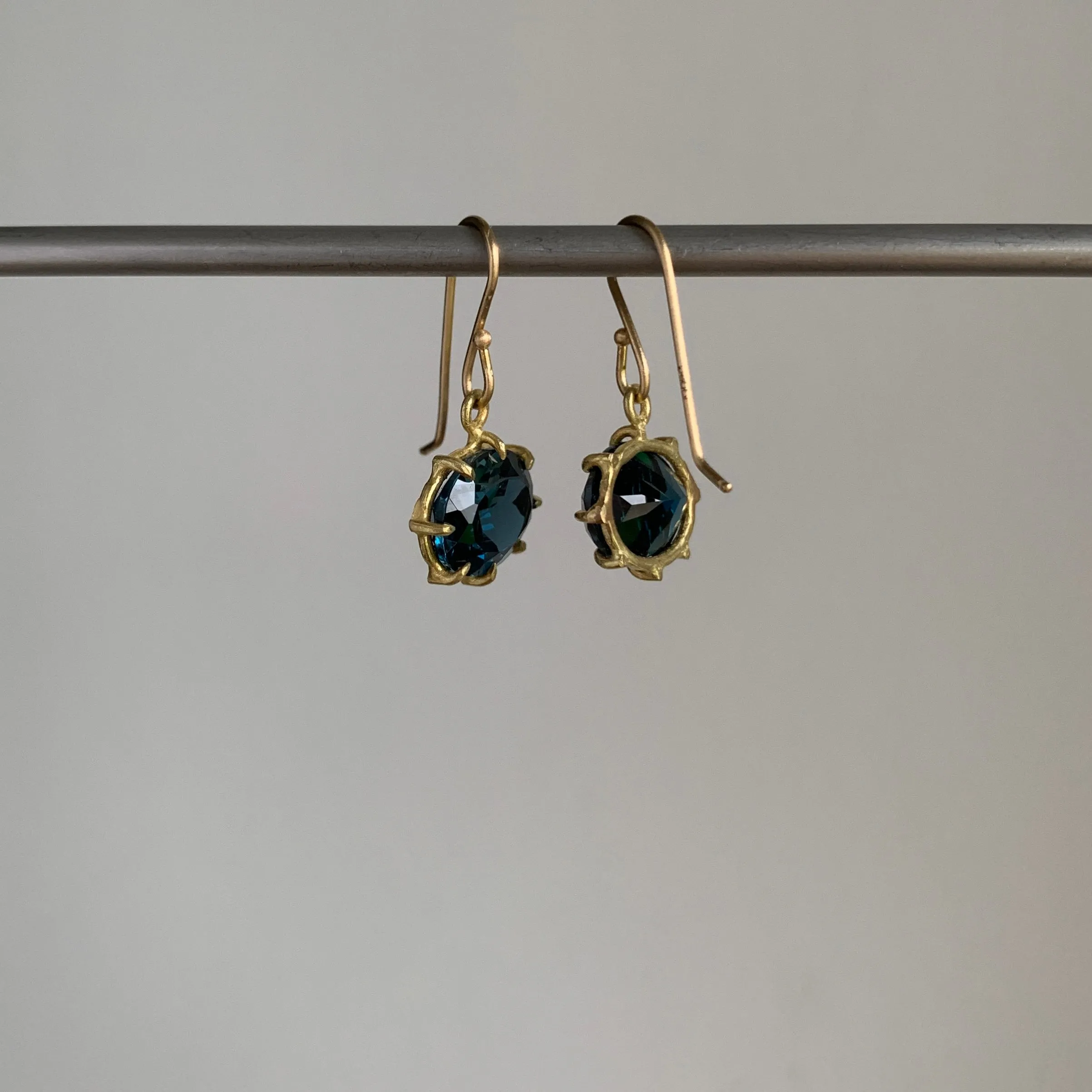 Small Faceted Oval London Blue Topaz Earrings