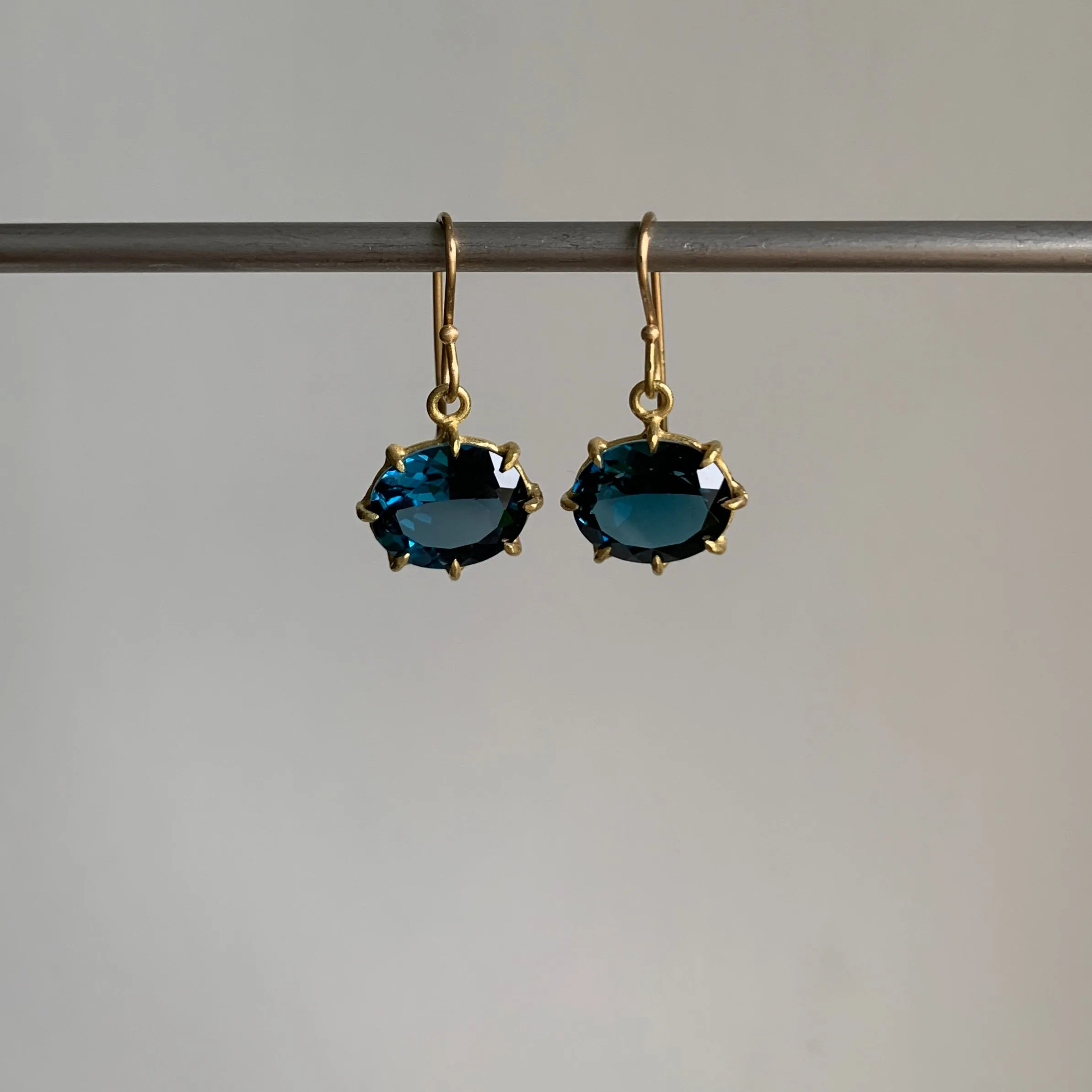 Small Faceted Oval London Blue Topaz Earrings