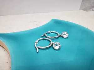 Sterling Silver White Topaz Hoop Earrings