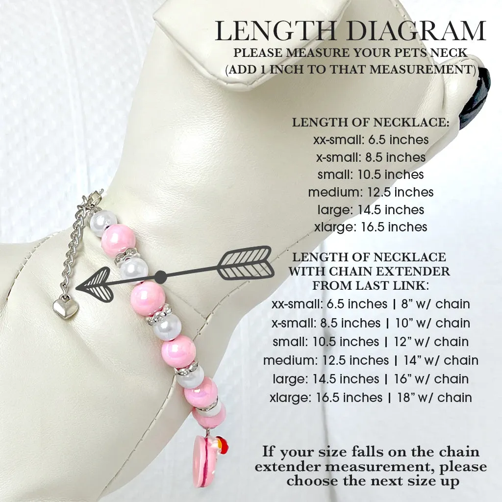 Strawberry Delight Donut Pearl Dog Necklace Luxury Pet Jewelry