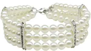 Three Row Pearl Necklace White Sm (8-10)