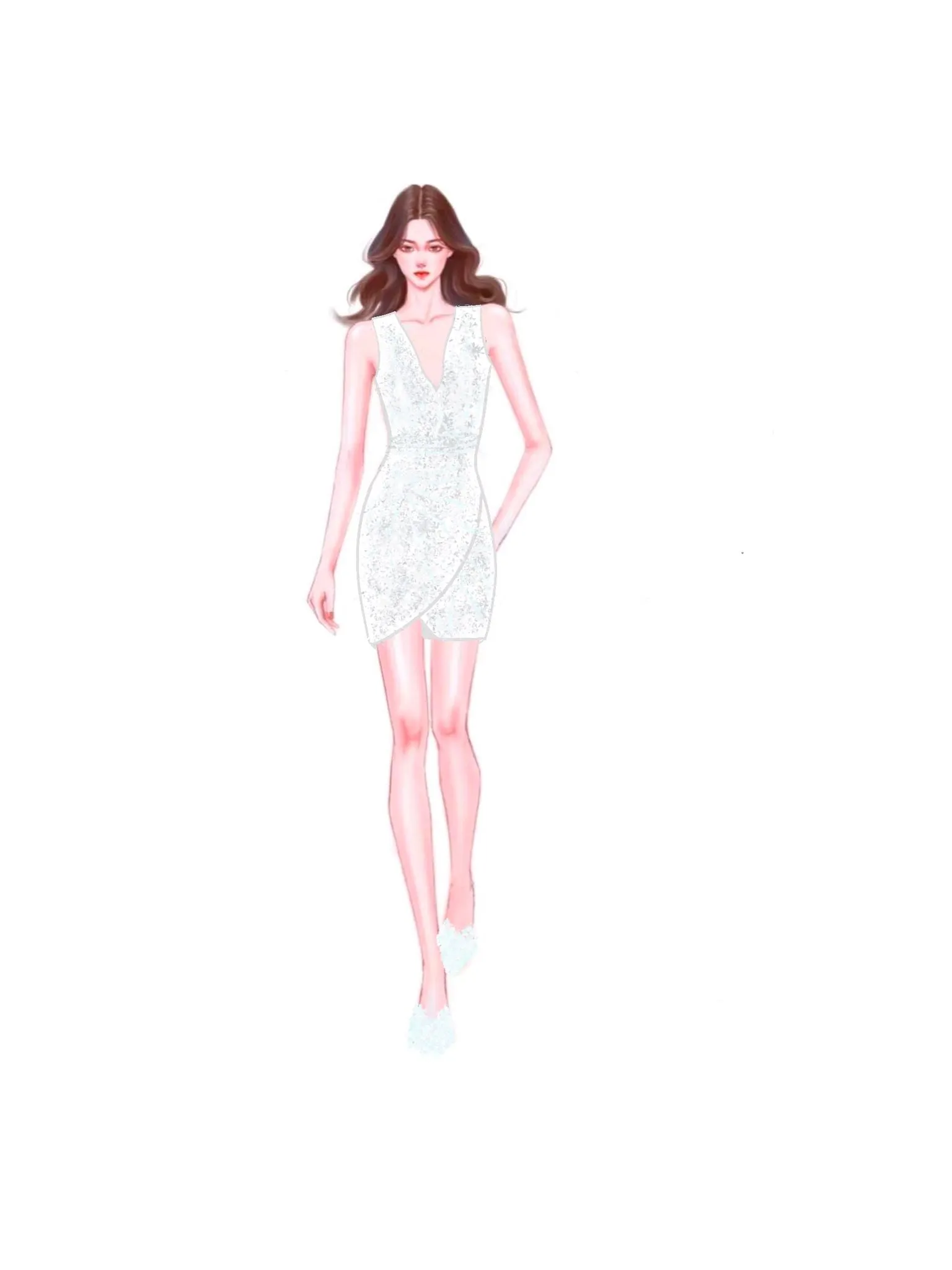 Timeless exquisite mini wrap offwhite dress