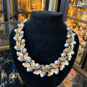 Trifari Pearl Acorn Garland Necklace Vintage