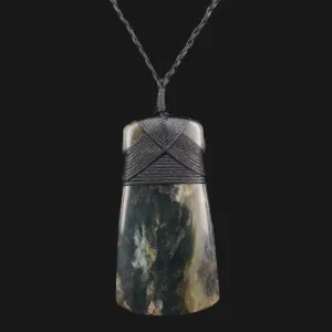 Unique Maori Jewelry Hand-Carved Toki Style Pendant Necklace - One-of-a-Kind Flower Jade  Necklace for Special Gift - Adjustable and Crafted