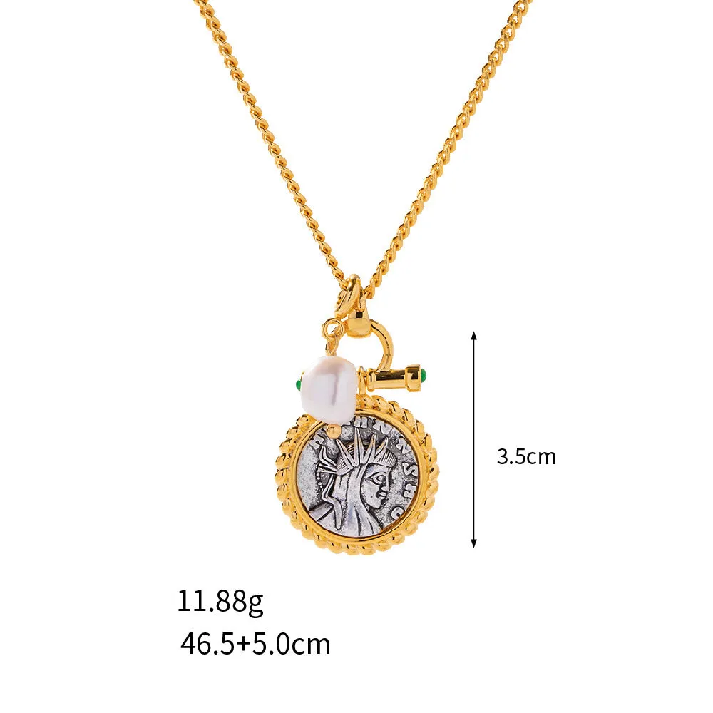 Vintage ancient coins Greek goddess Necklace