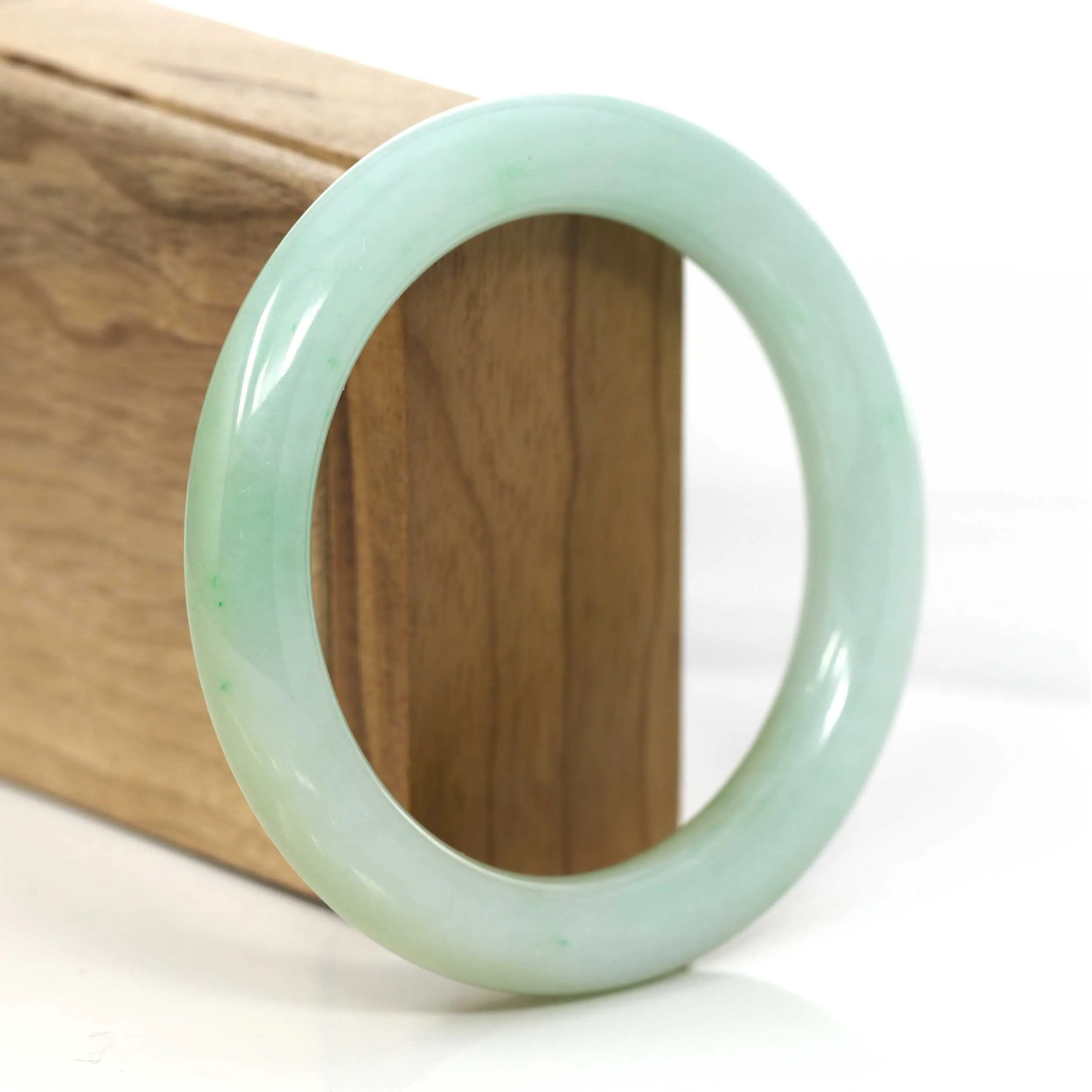 Yellow Blue- Green Jadeite Jade Round Bangle Bracelet (57.61 mm) #918
