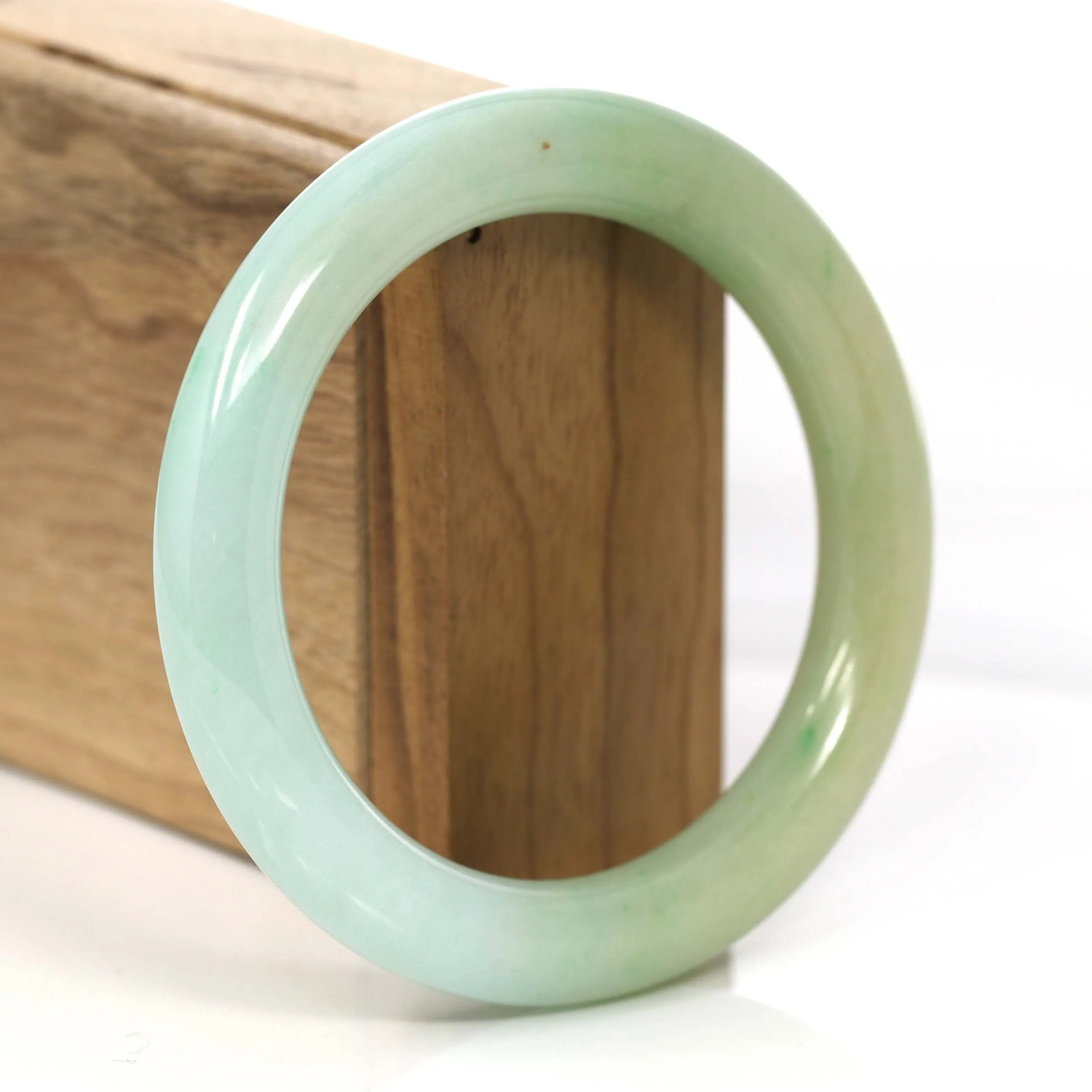 Yellow Blue- Green Jadeite Jade Round Bangle Bracelet (57.61 mm) #918