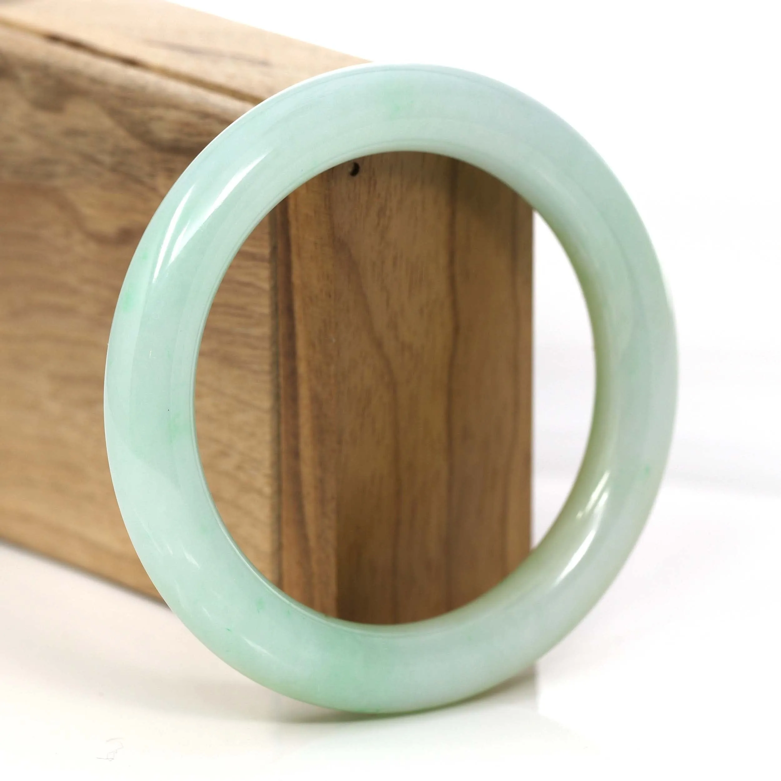 Yellow Blue- Green Jadeite Jade Round Bangle Bracelet (57.61 mm) #918